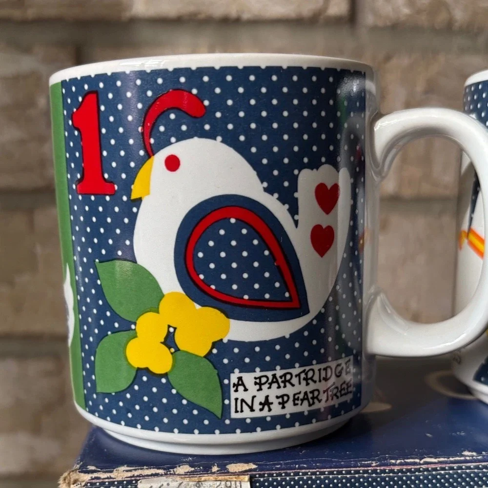 Vintage Grant Howard‎ 12 Days of Christmas Mug Set of 4 12oz Multicolor 1983